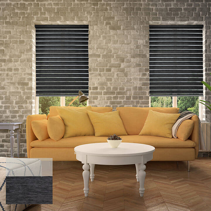 Muhos 電動半透光斑馬簾黑色 (Charcoal)