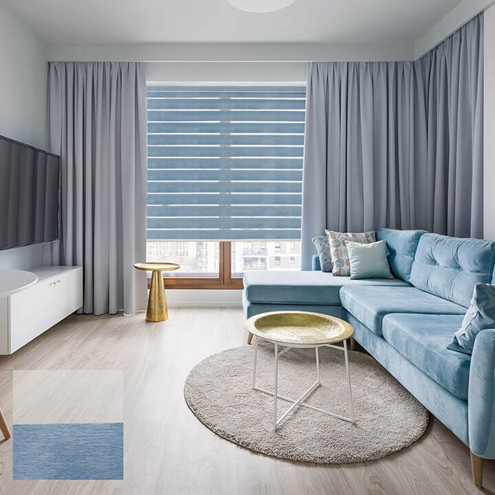 Pargas 手動遮光斑馬簾藍色 (Blue )