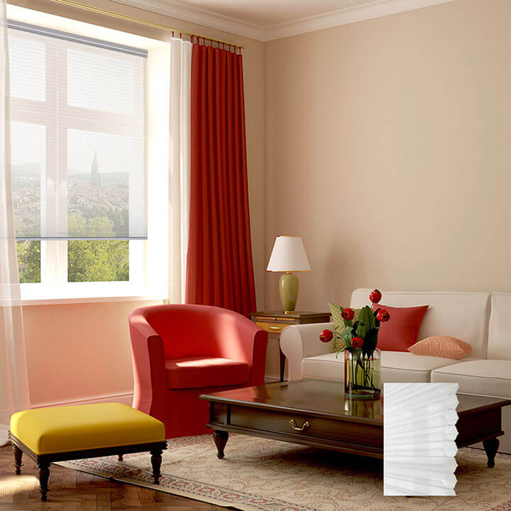 Oulu 電動標準型紗蜂巢簾米白 (Off White)