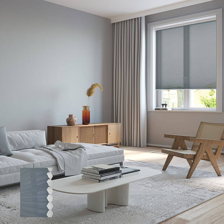 Oulu 電動標準型紗蜂巢簾灰藍 (Royal Gray)