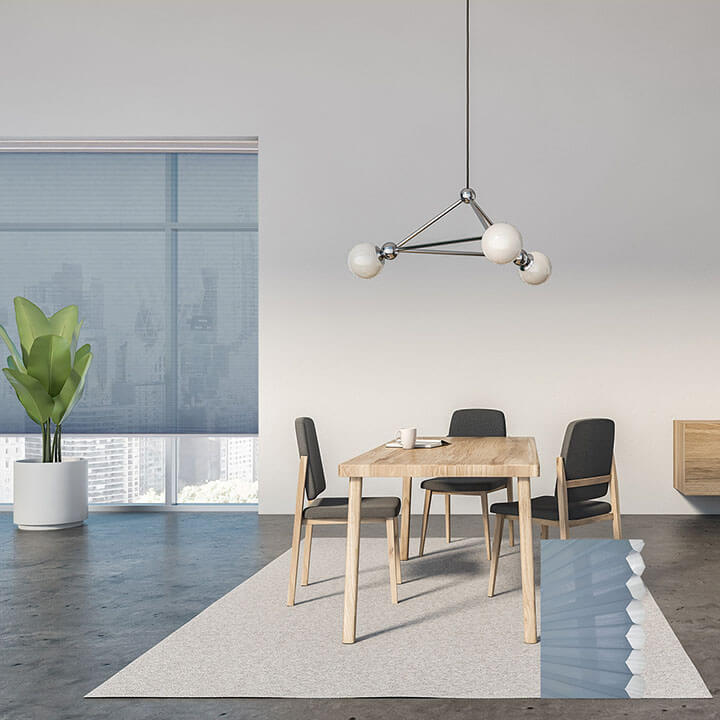 Oulu 電動標準型紗蜂巢簾天藍 (Federal Blue)