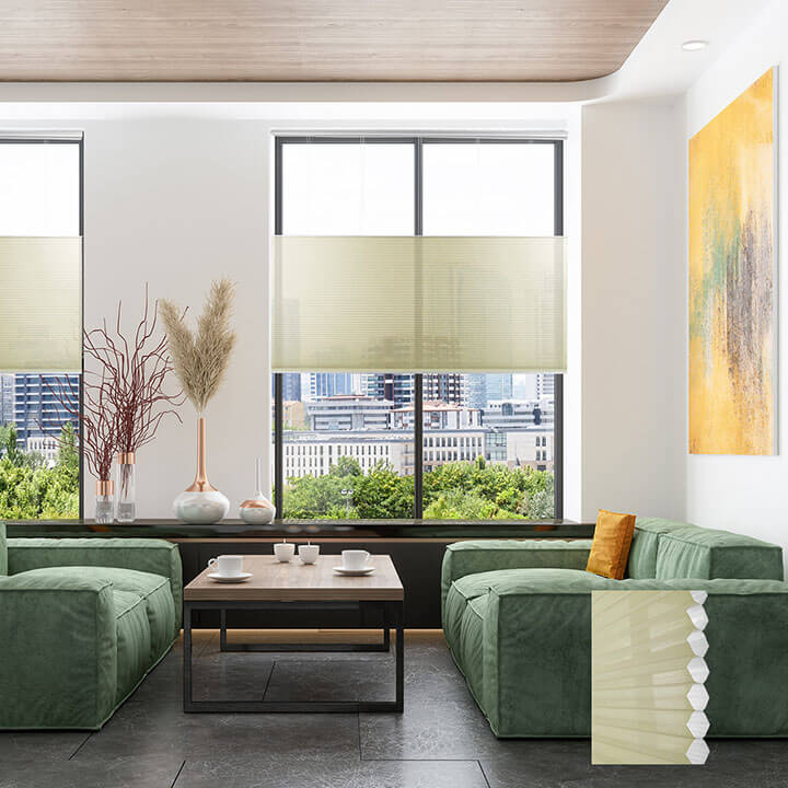 Oulu 雙循環上下開合紗蜂巢簾春綠 (Spring Green)