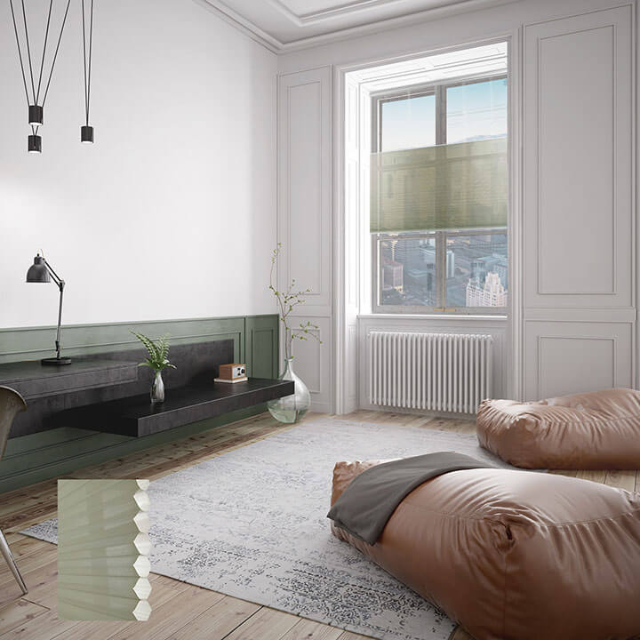 Oulu 雙循環上下開合紗蜂巢簾草綠 (Avocado)