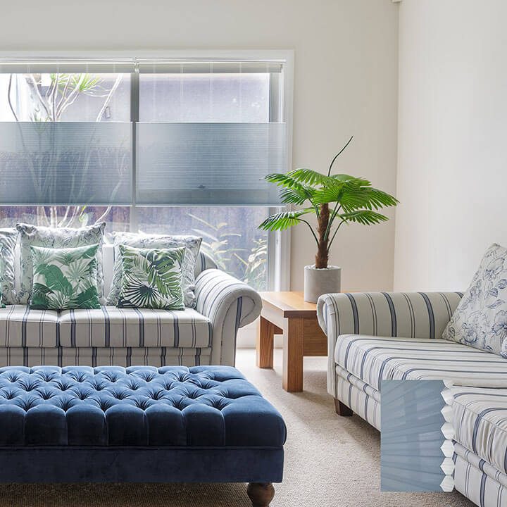 Oulu 雙循環上下開合紗蜂巢簾天藍 (Federal Blue)