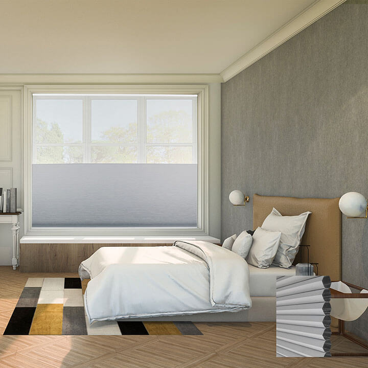 Turku 電動雙循環日夜型遮光蜂巢簾亮灰 (Gray Sheen)