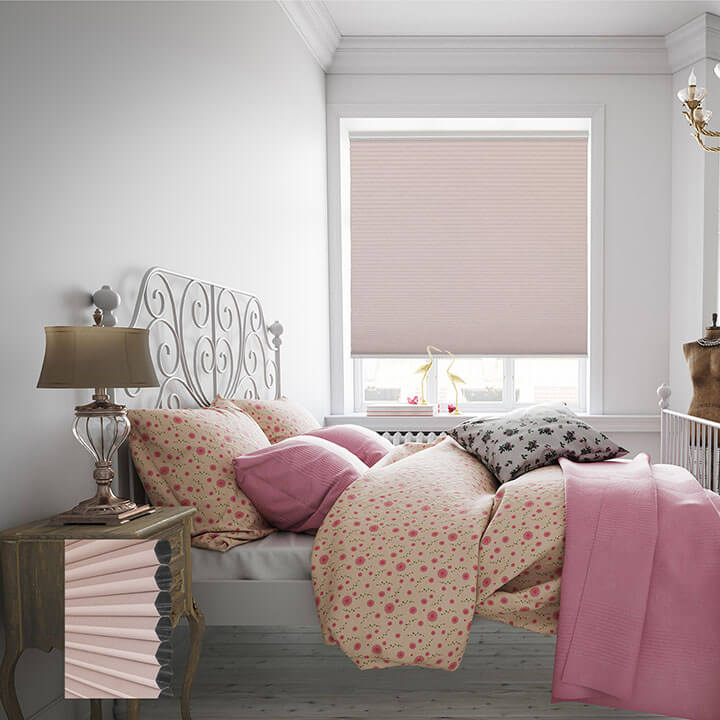 Turku 電動標準型遮光蜂巢簾甜粉 (Roseate)