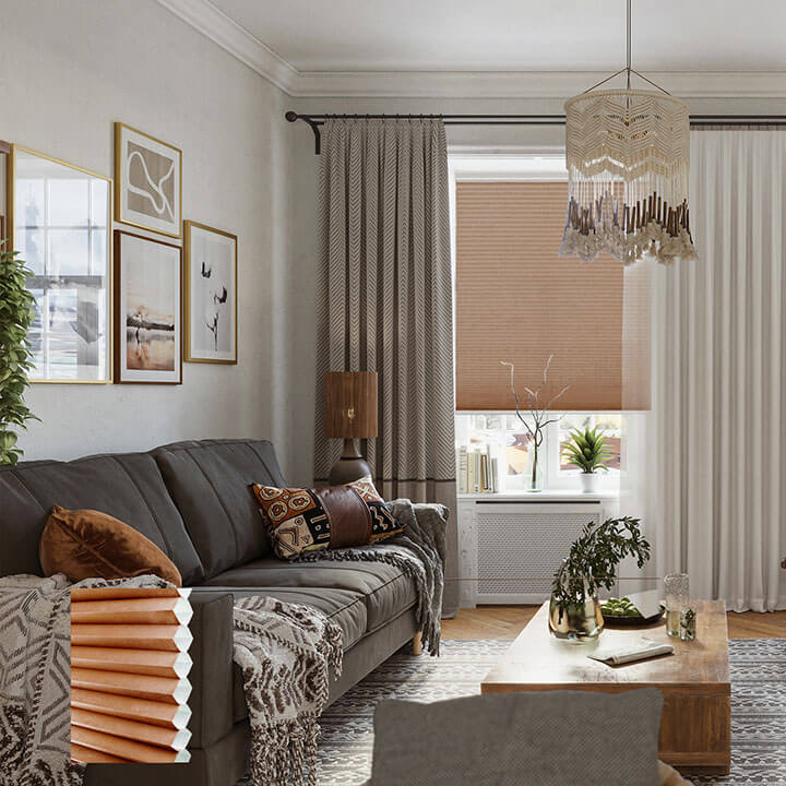 Turku 標準型手提半透光蜂巢簾紅陶 (Terra Cotta)