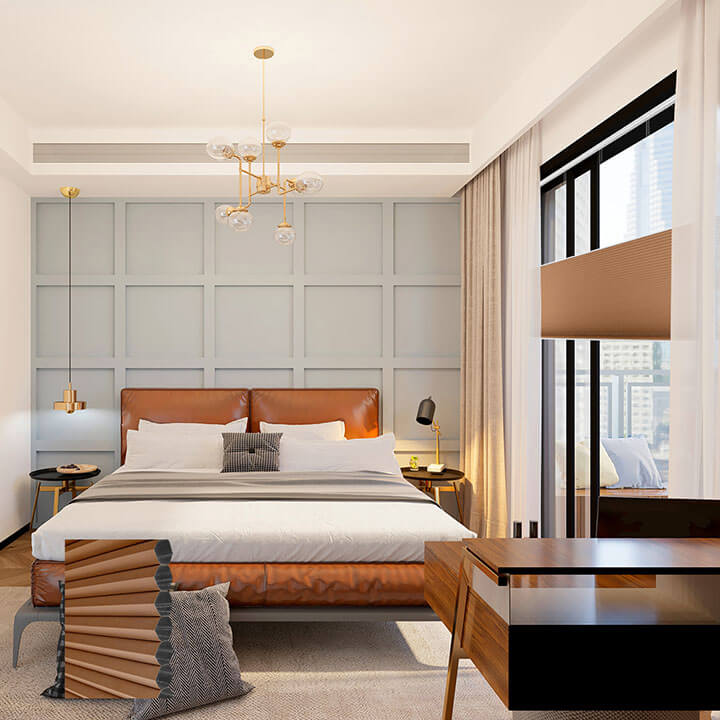 Turku 電動雙循環上下開合遮光蜂巢簾紅陶 (Terra Cotta)