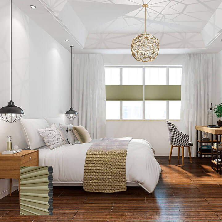 Turku 電動雙循環上下開合遮光蜂巢簾草綠 (Avocado)