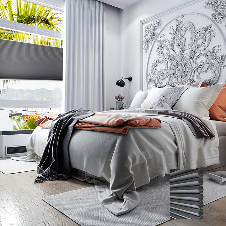 Turku 手提上下開合遮光蜂巢簾灰藍 (Royal Gray)