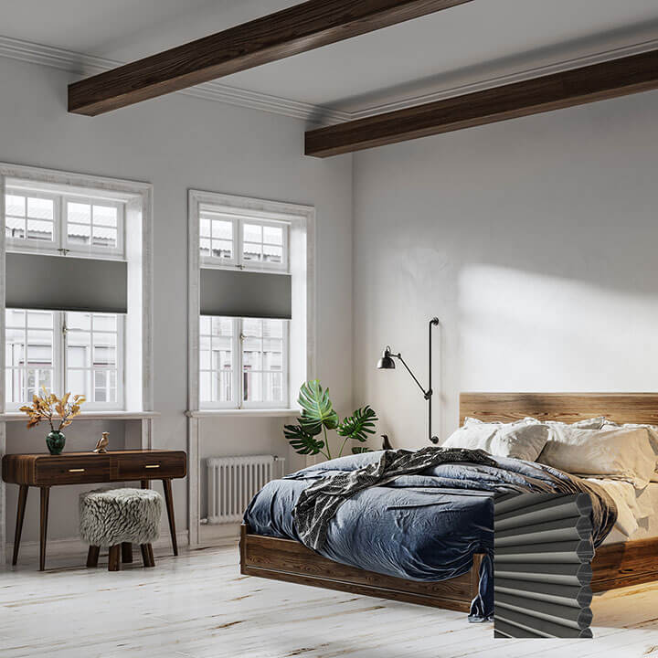 Turku 電動雙循環上下開合遮光蜂巢簾無菸煤 (Anthracite)