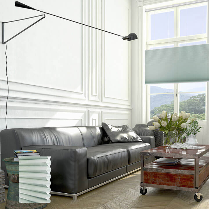 Turku 雙循環上下開合半透光蜂巢簾水綠 (Water Green)