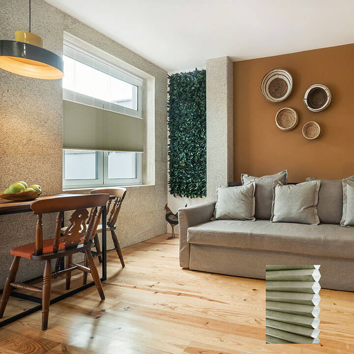 Turku 電動雙循環上下開合半透光蜂巢簾草綠 (Avocado)