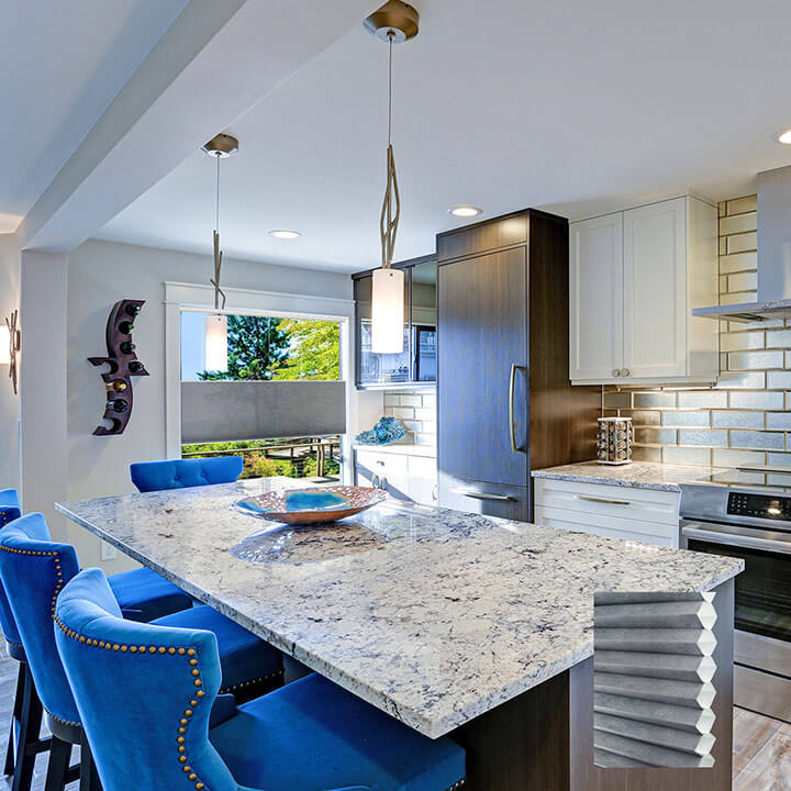 Turku 電動雙循環上下開合半透光蜂巢簾灰藍 (Royal Gray)